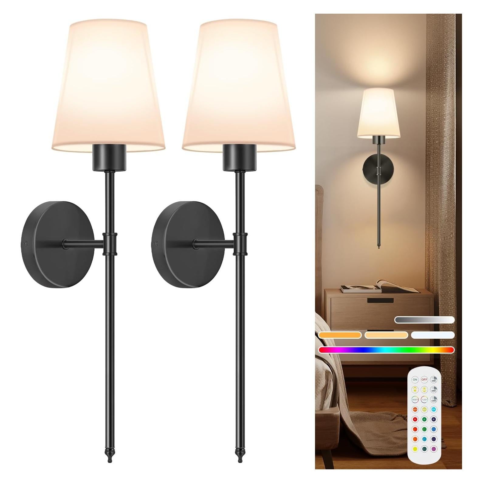 Juego de 2 Apliques de Pared Inalámbricos TISLYCO Negros