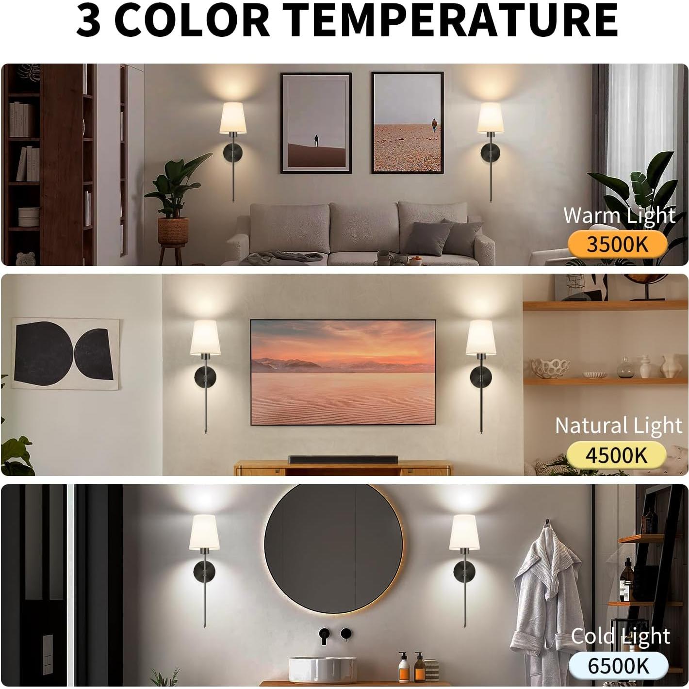 Juego de 2 Apliques de Pared Inalámbricos TISLYCO Negros