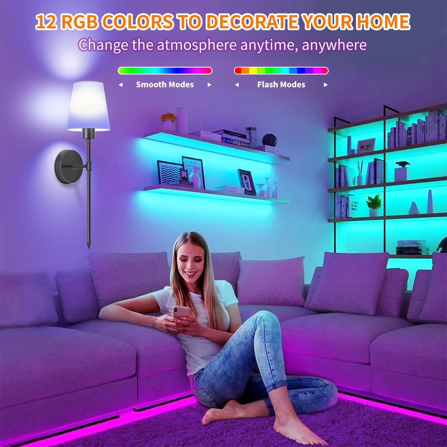 Juego de 2 Apliques de Pared Inalámbricos TISLYCO Negros