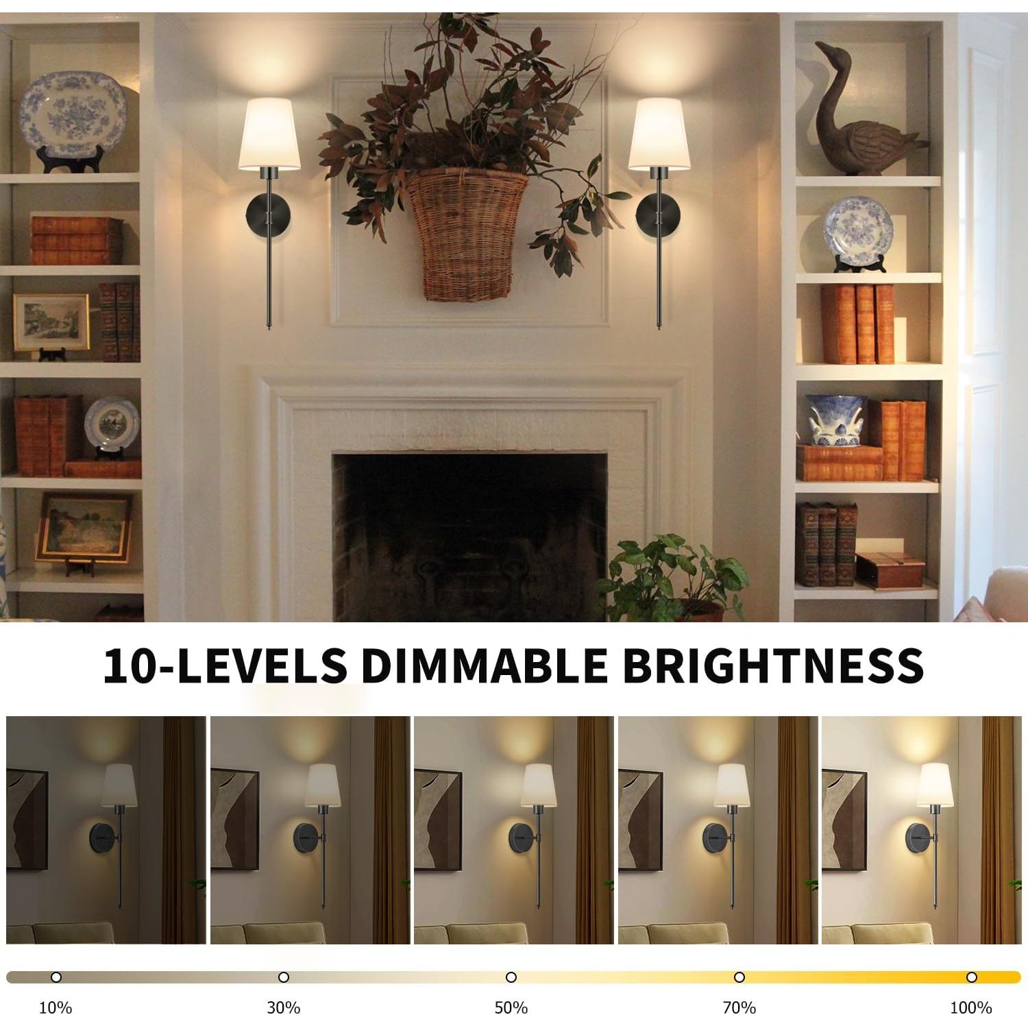 Juego de 2 Apliques de Pared Inalámbricos TISLYCO Negros