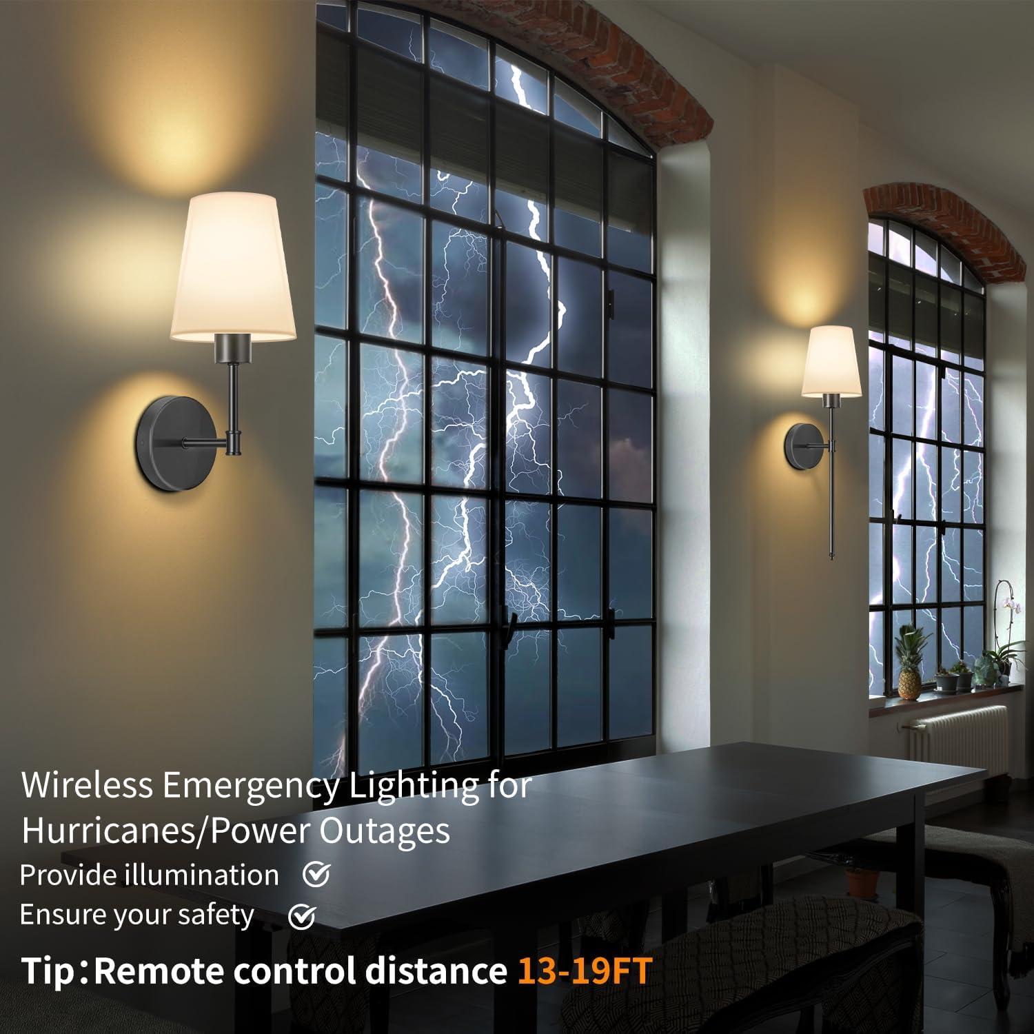 Juego de 2 Apliques de Pared Inalámbricos TISLYCO Negros