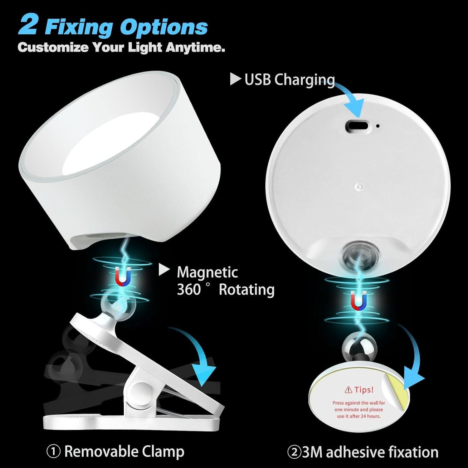 Apliques de Pared LED Adetu 2 Pcs con Control Remoto y Batería
