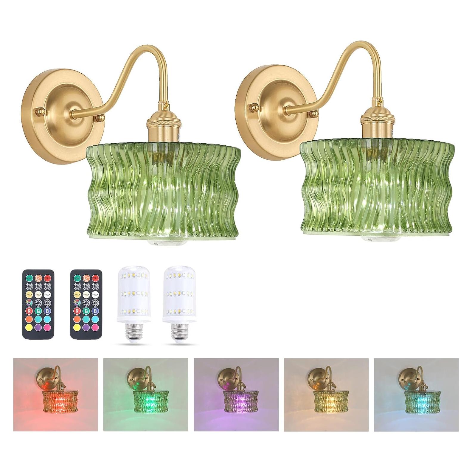 Juego de 2 apliques de pared recargables Feelers verde