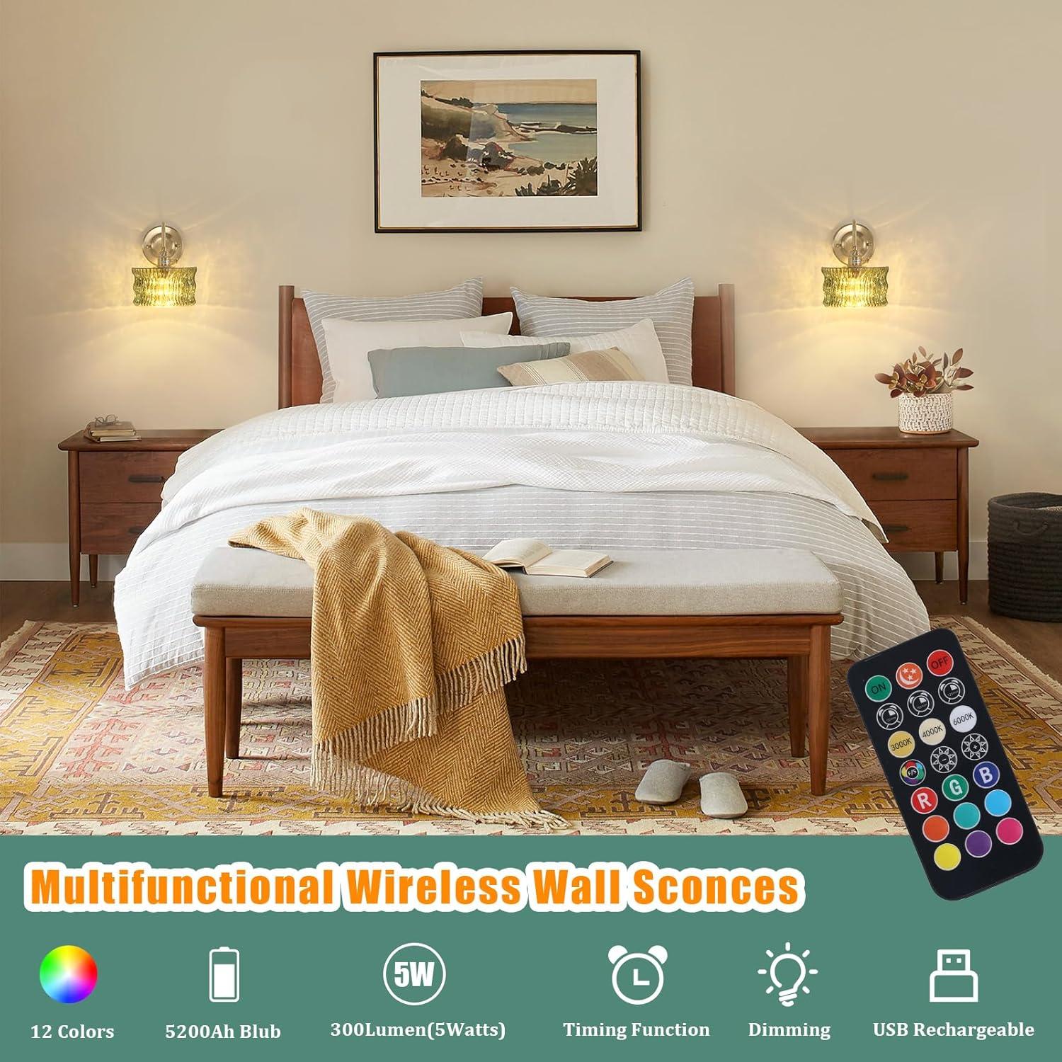 Juego de 2 apliques de pared recargables Feelers verde