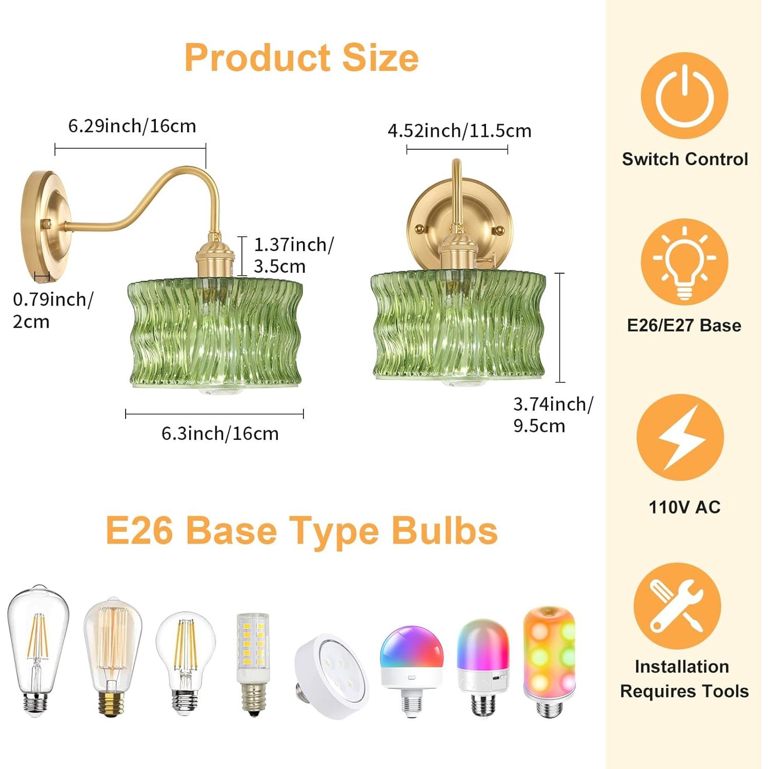 Juego de 2 apliques de pared recargables Feelers verde