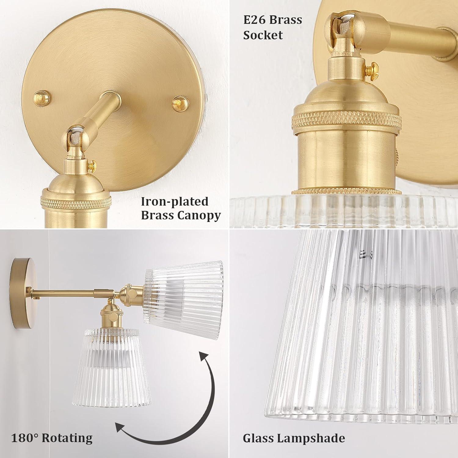 Aplique de Pared Vintage Shenmoyl con Pantalla de Vidrio y Control Remoto