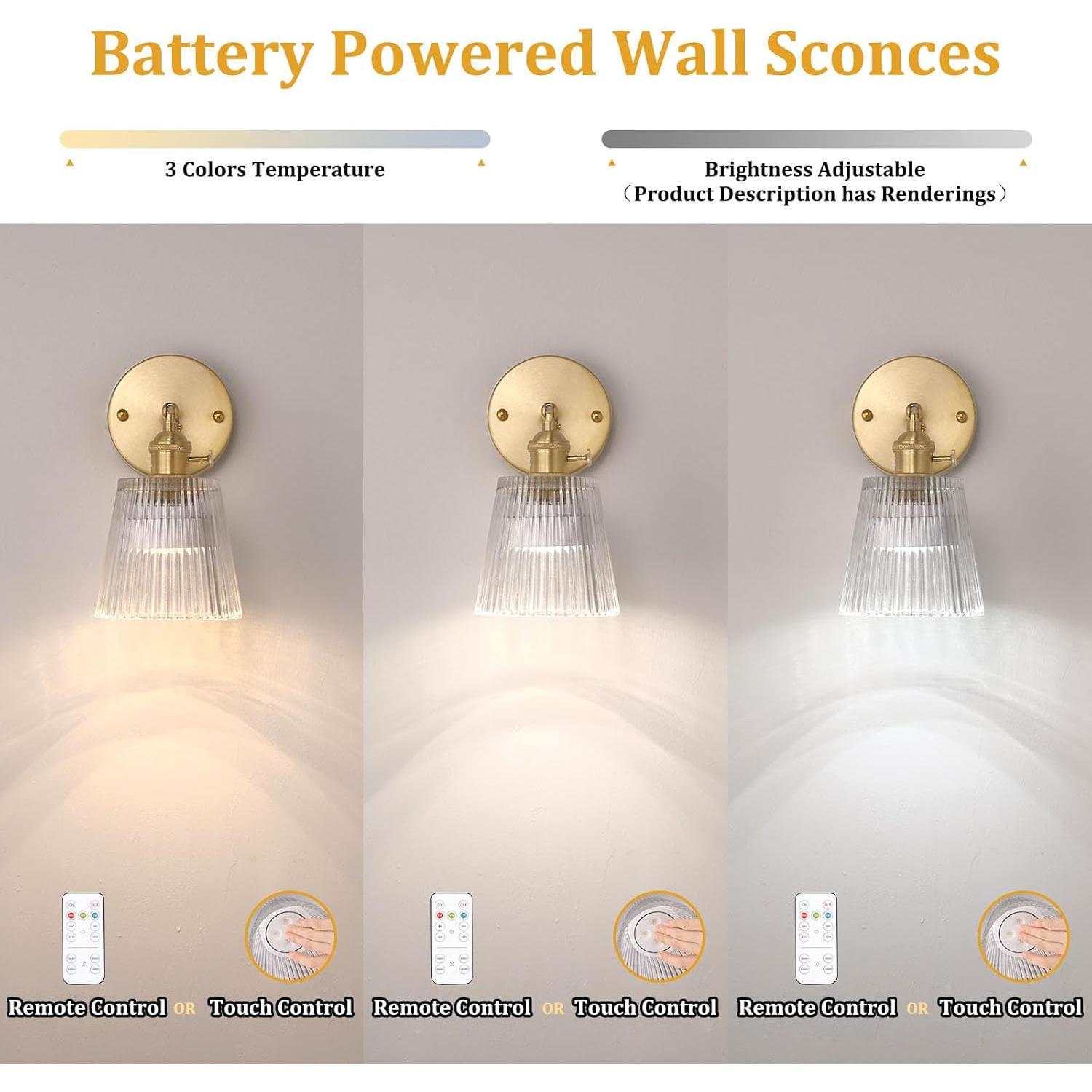 Aplique de Pared Vintage Shenmoyl con Pantalla de Vidrio y Control Remoto