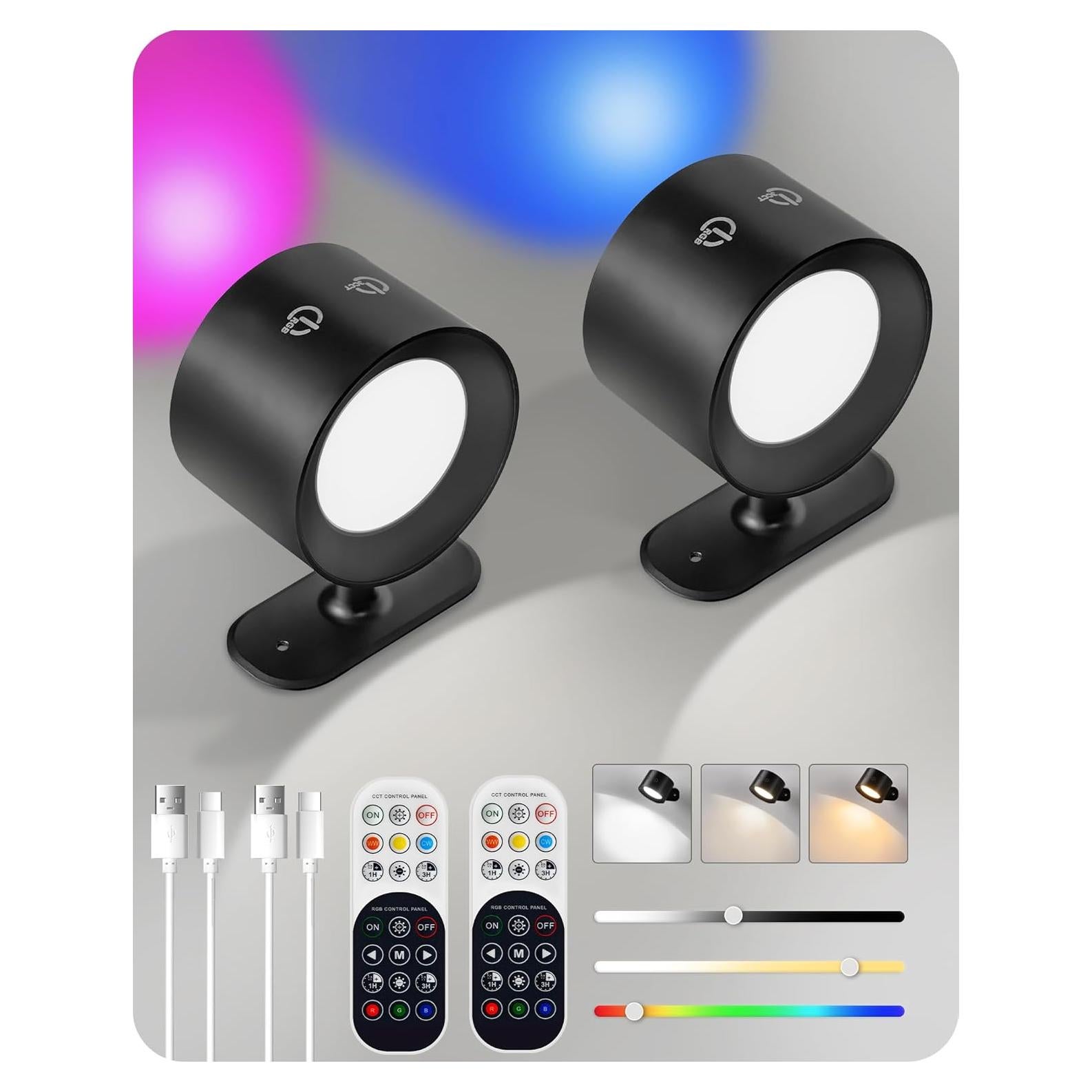 Juego de 2 Apliques de Pared Recargables GOEBLESON Negro