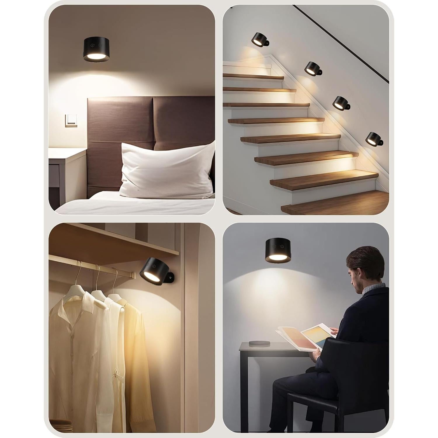 Juego de 2 Apliques de Pared Recargables GOEBLESON Negro