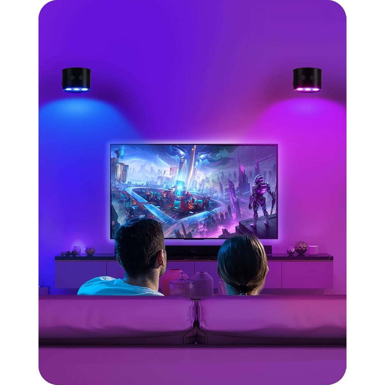 Juego de 2 Apliques de Pared Recargables GOEBLESON Negro