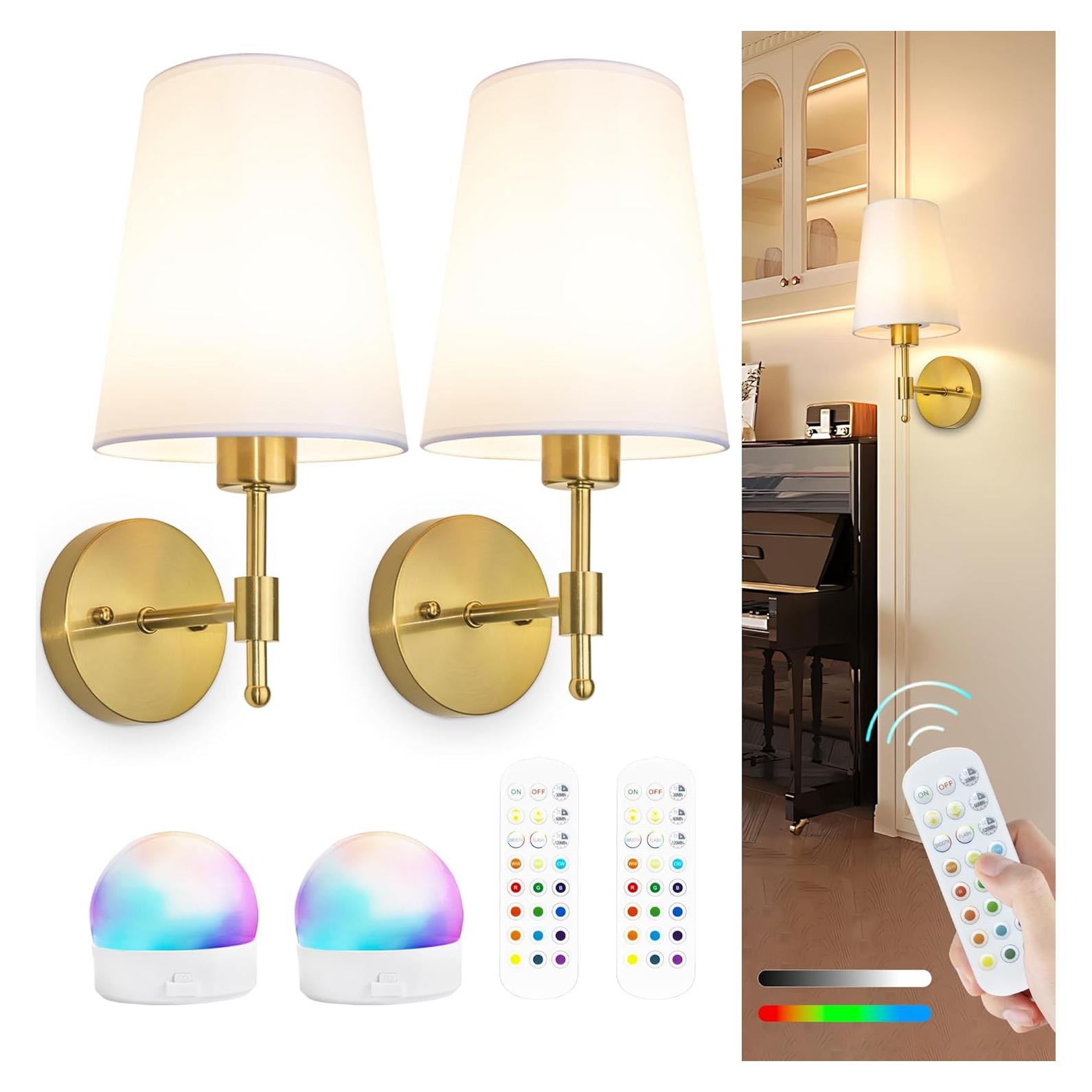 Juego de 2 Apliques de Pared Recargables Laiebri Dorado