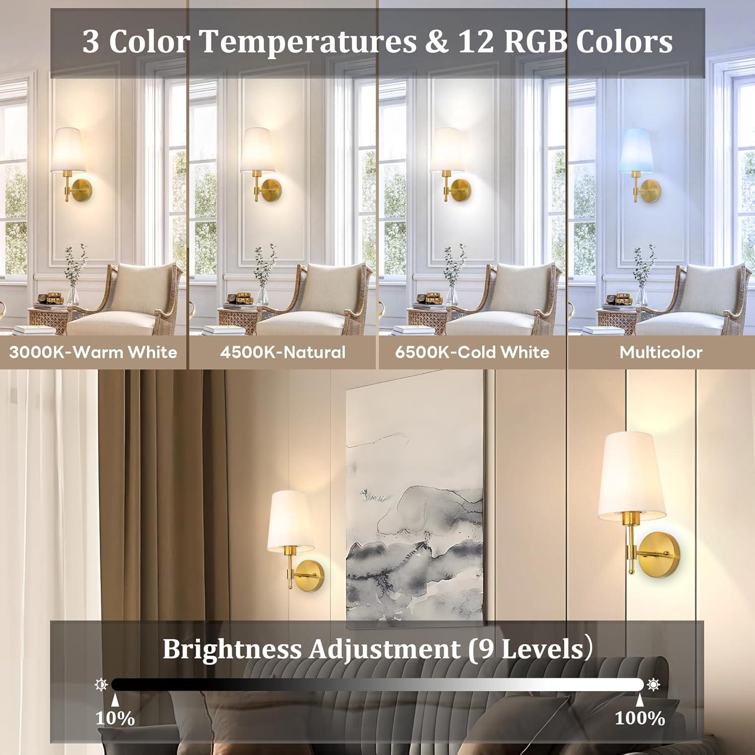 Juego de 2 Apliques de Pared Recargables Laiebri Dorado