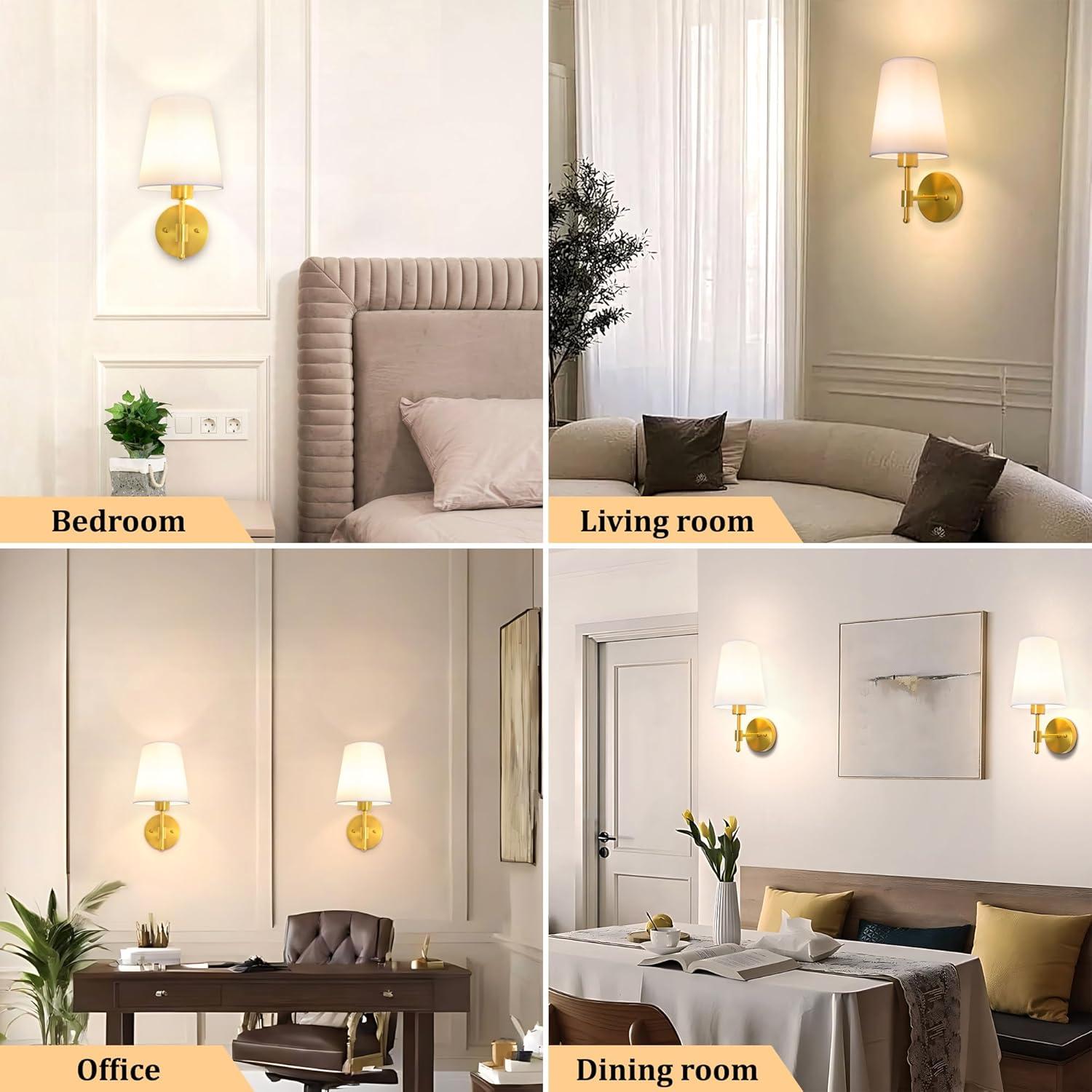 Juego de 2 Apliques de Pared Recargables Laiebri Dorado