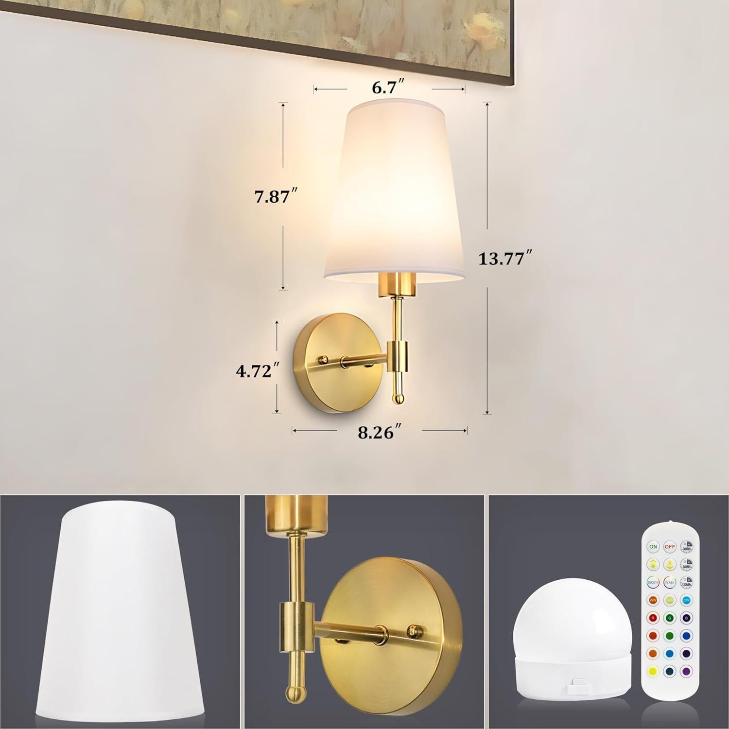 Juego de 2 Apliques de Pared Recargables Laiebri Dorado