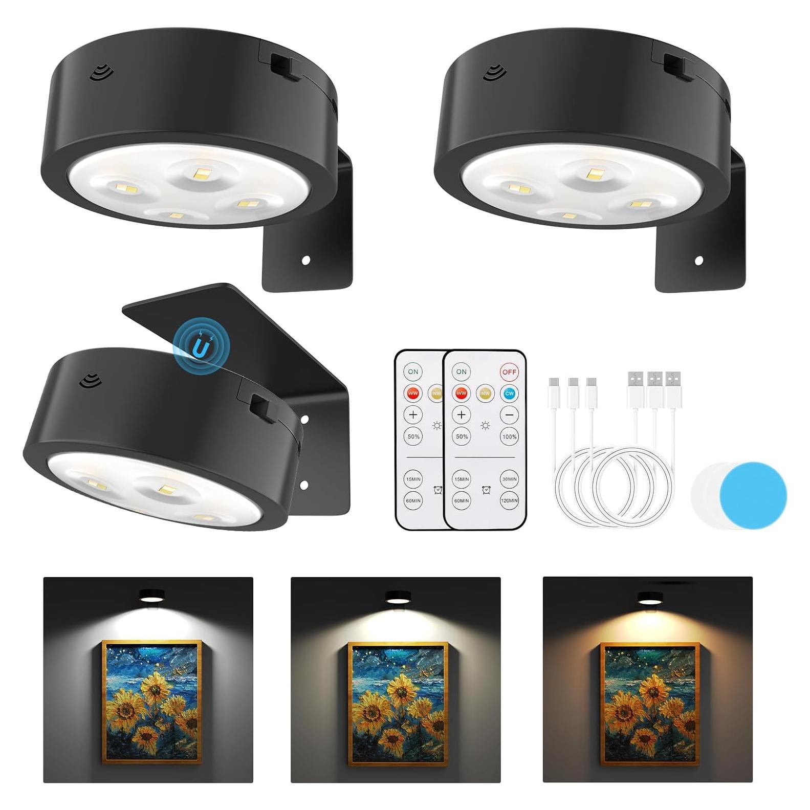 Luces para Cuadros Narotood - Paquete de 3, Recargables, Inalámbricas