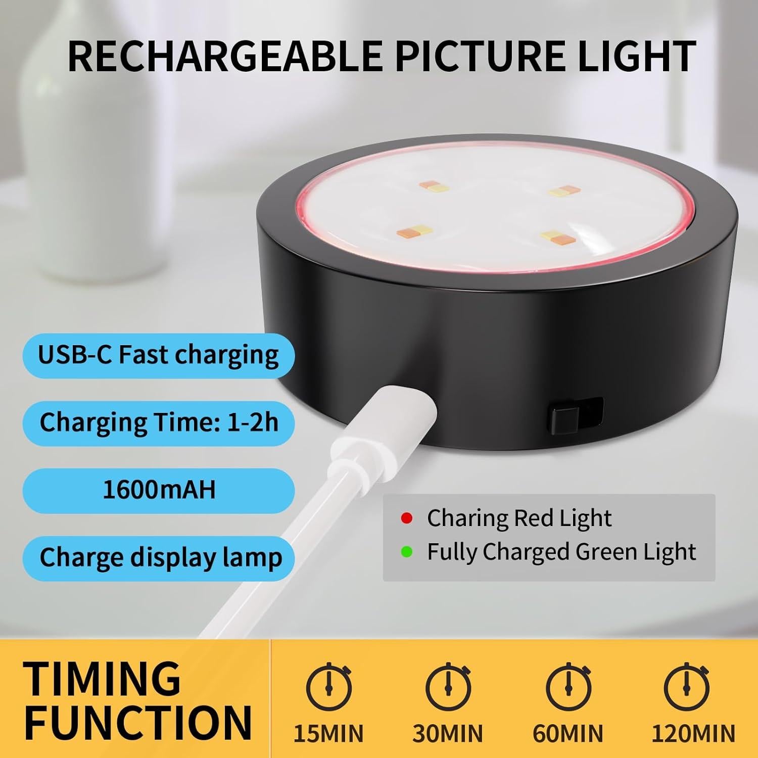 Luces para Cuadros Narotood - Paquete de 3, Recargables, Inalámbricas