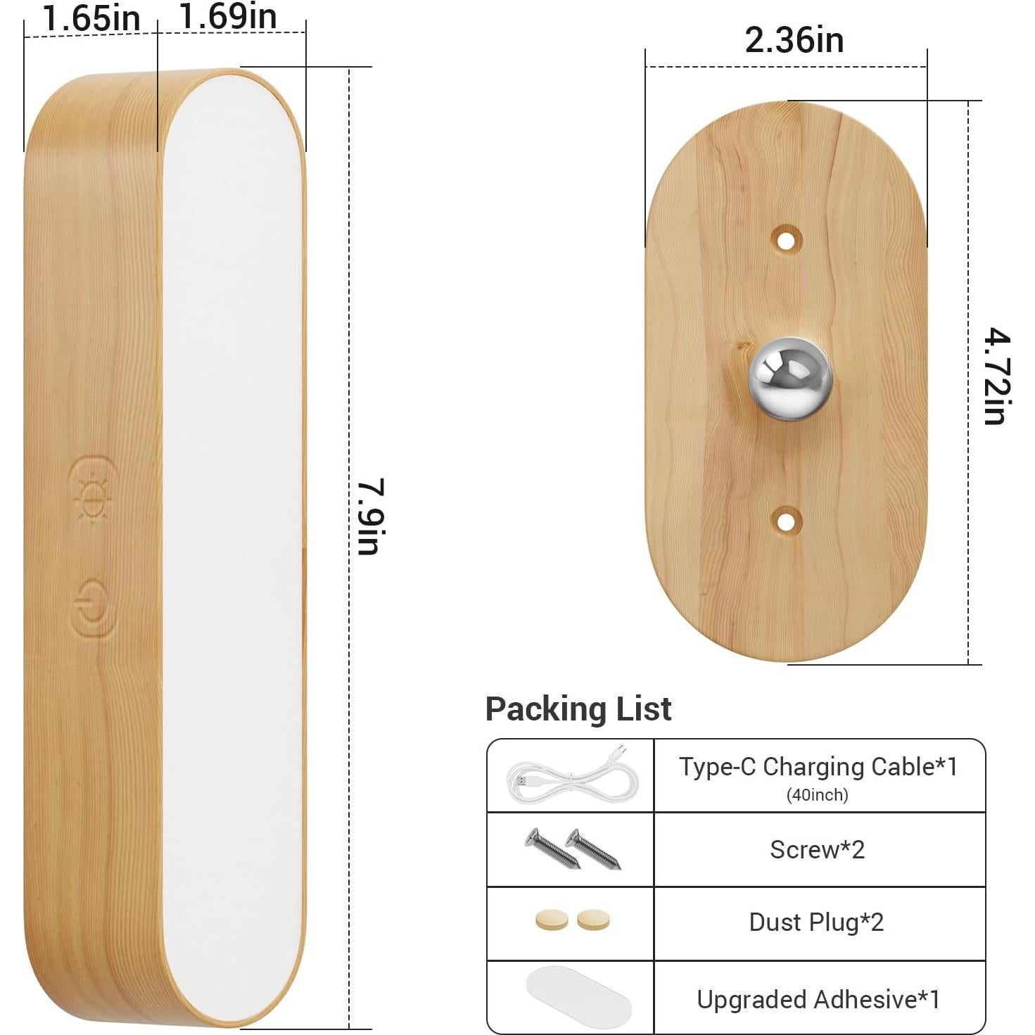 Aplique de Pared LED Hensam Recargable 5000mAh 5 Modos Color