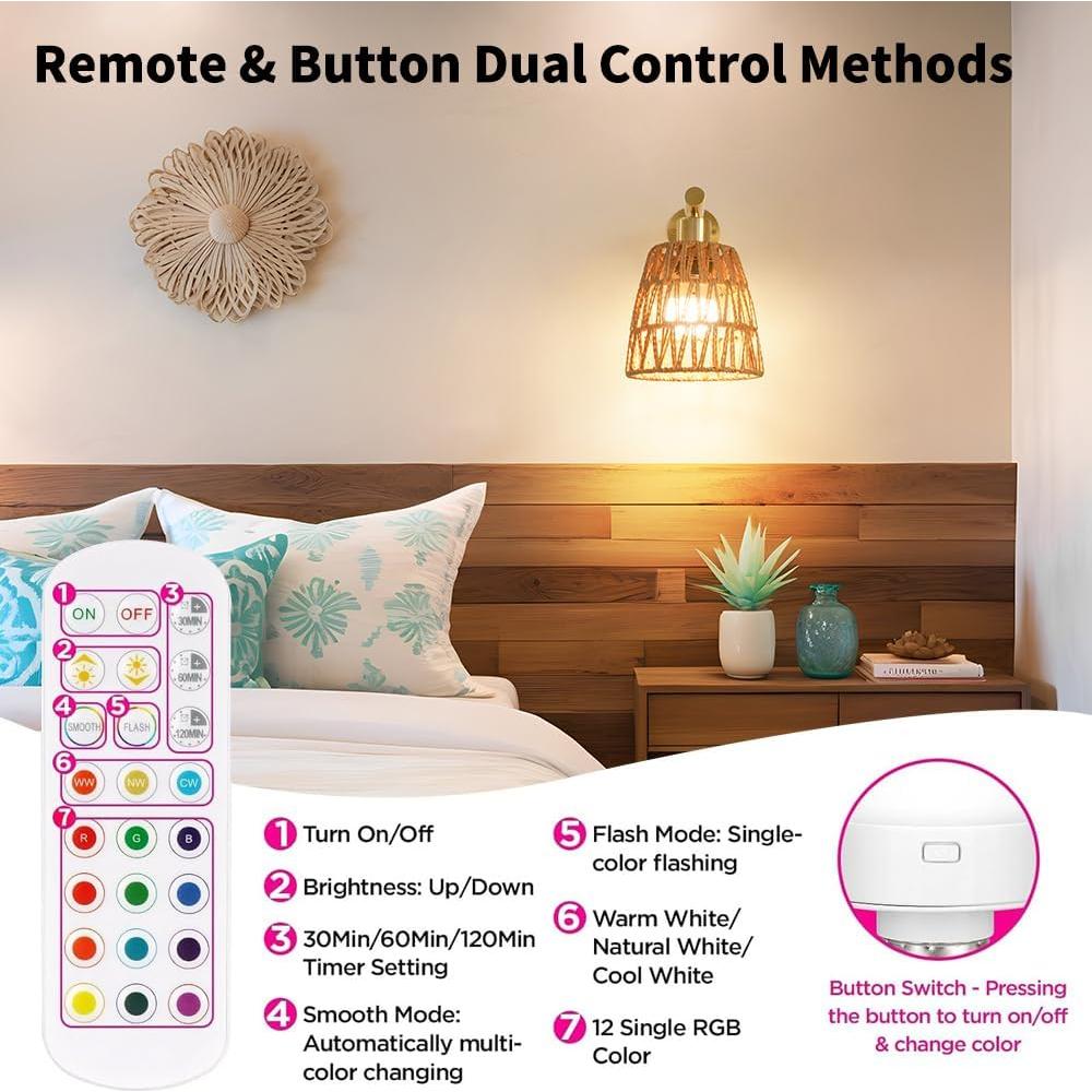 Juego de Apliques de Pared Dorados a Pilas con Control Remoto