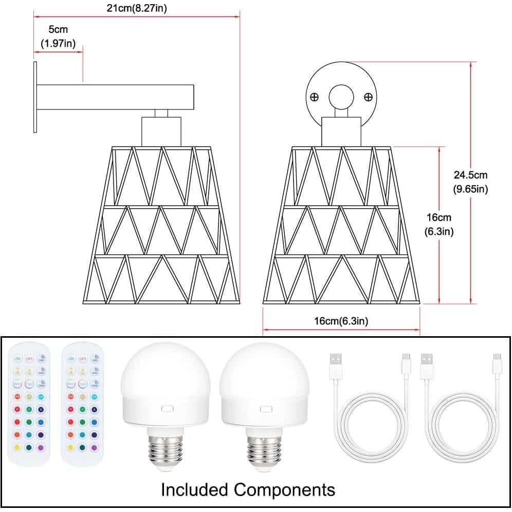 Juego de Apliques de Pared Dorados a Pilas con Control Remoto