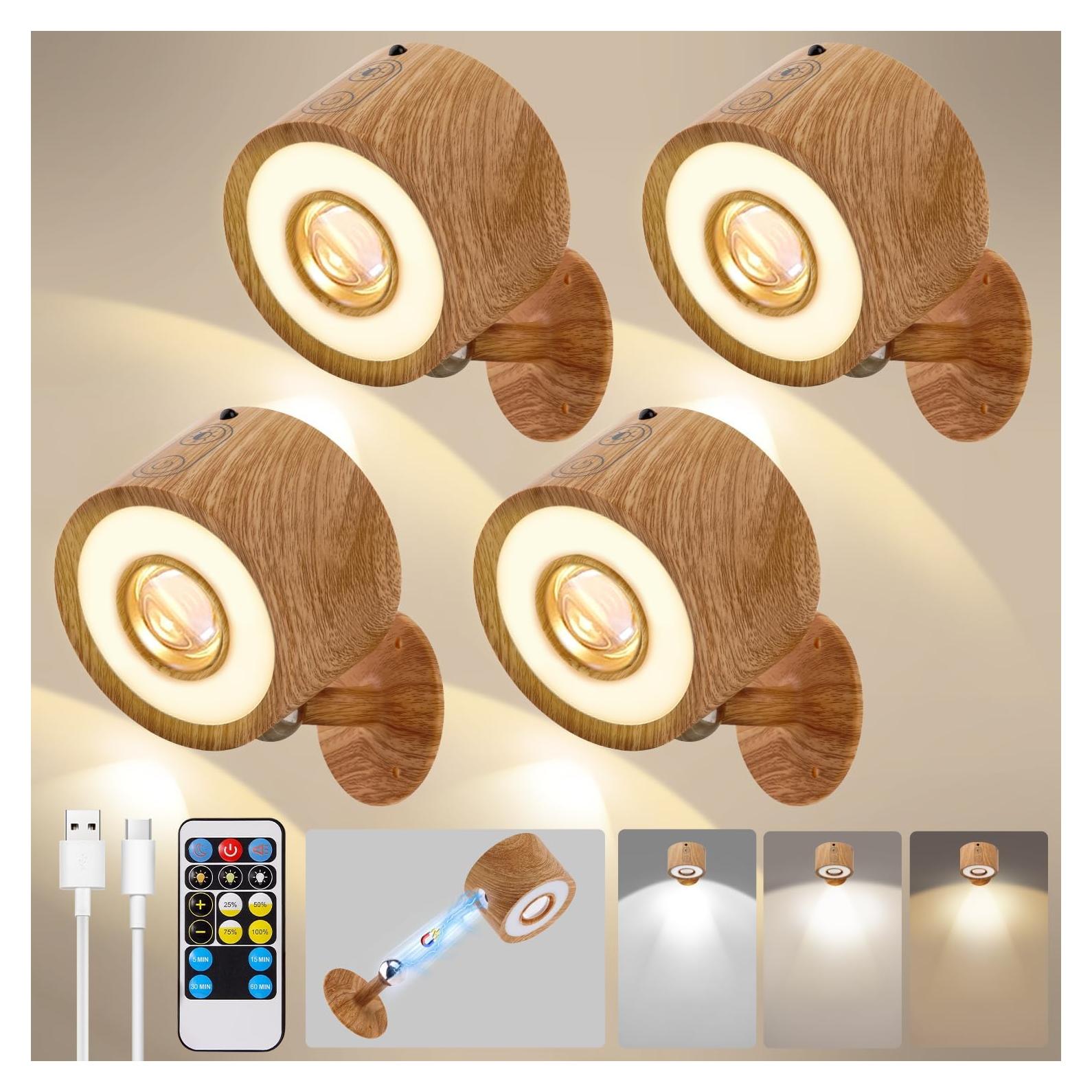 Luces LED de Pared Plomixius 4 Pcs Recargables 3000mAh