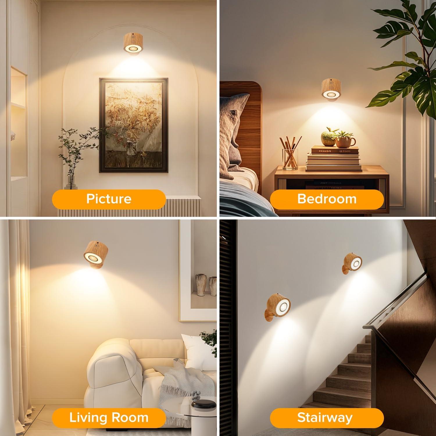 Luces LED de Pared Plomixius 4 Pcs Recargables 3000mAh