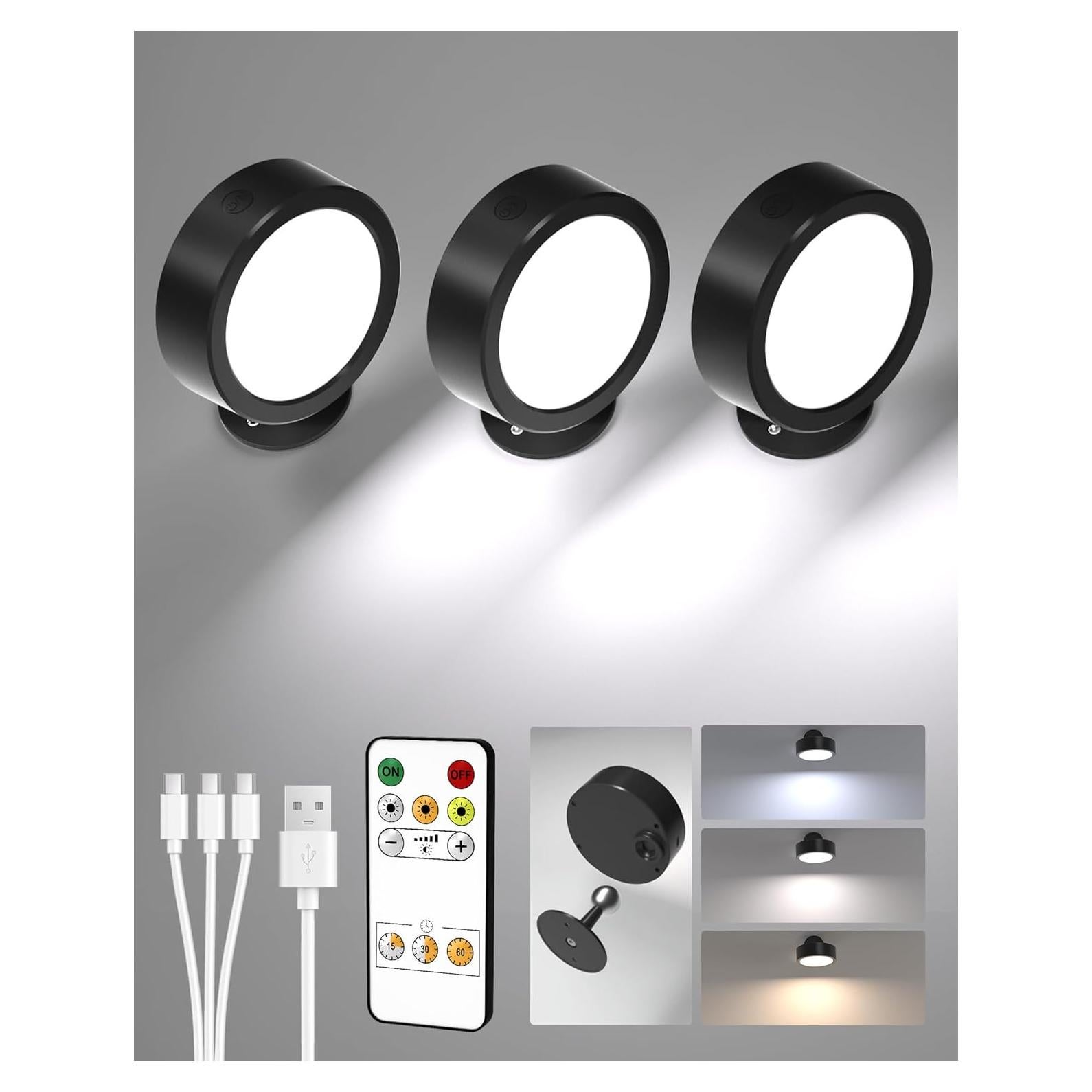 EZVALO Lámpara de Pared LED Recargable 5500mAh Control Remoto