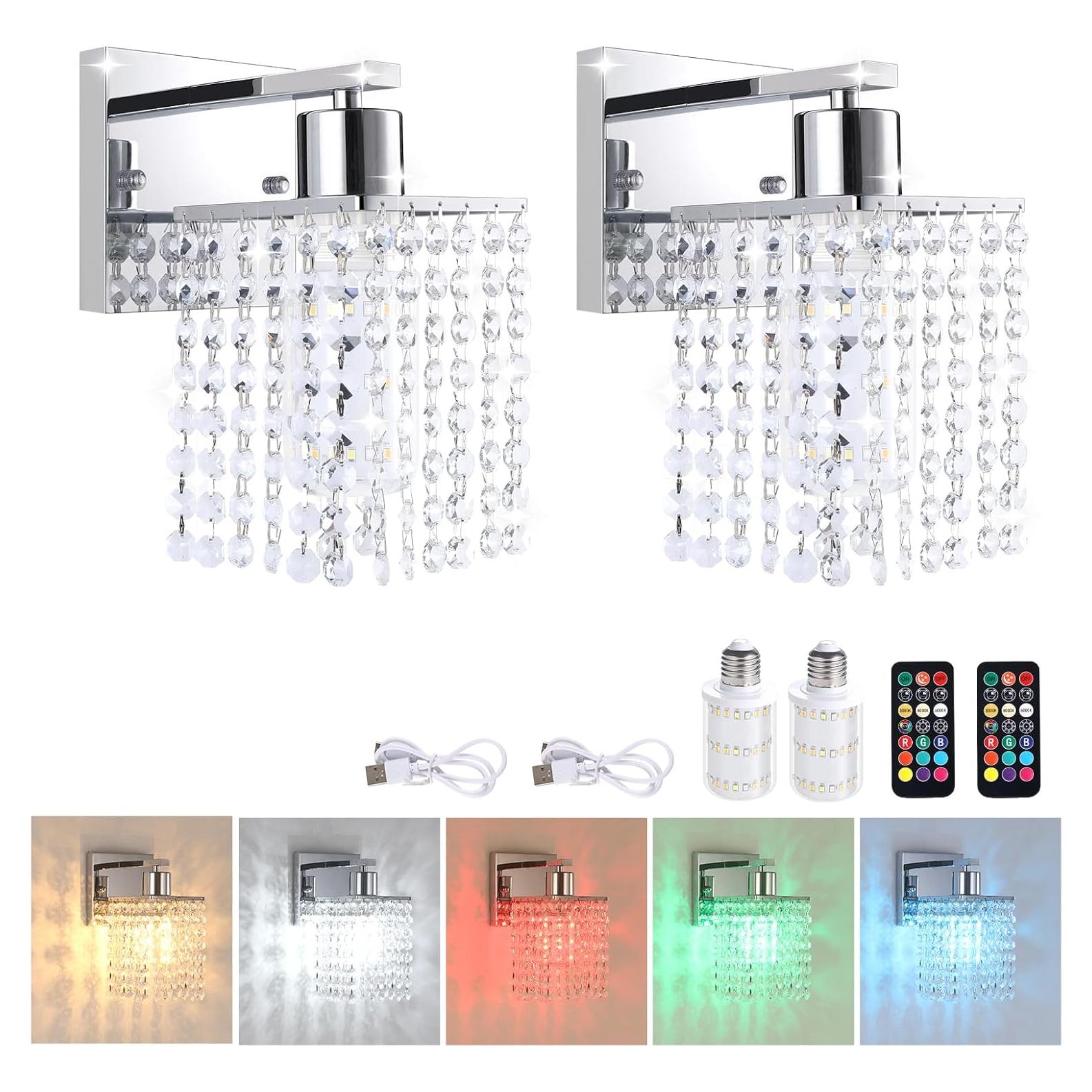 Juego de 2 Apliques de Pared Inalámbricos Recargables 5200mAh