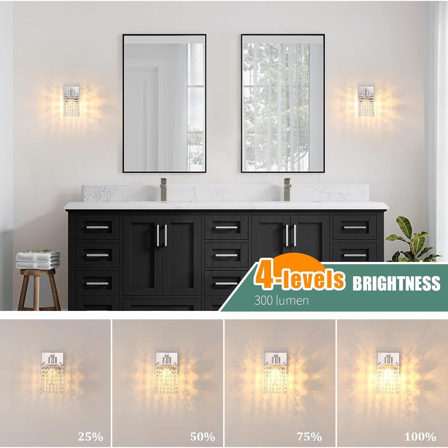 Juego de 2 Apliques de Pared Inalámbricos Recargables 5200mAh