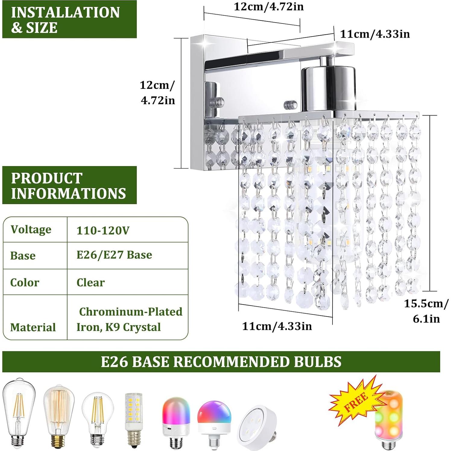 Juego de 2 Apliques de Pared Inalámbricos Recargables 5200mAh