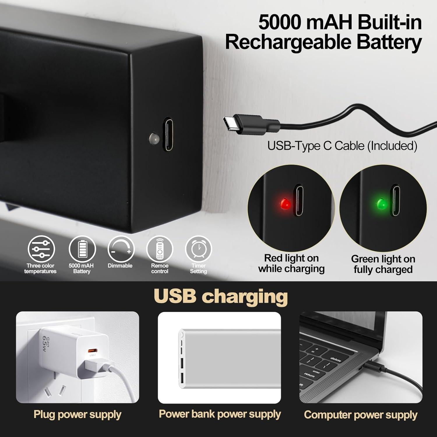 Luz de Imagen LED Inalámbrica DarHorz 39.5cm Regulable USB