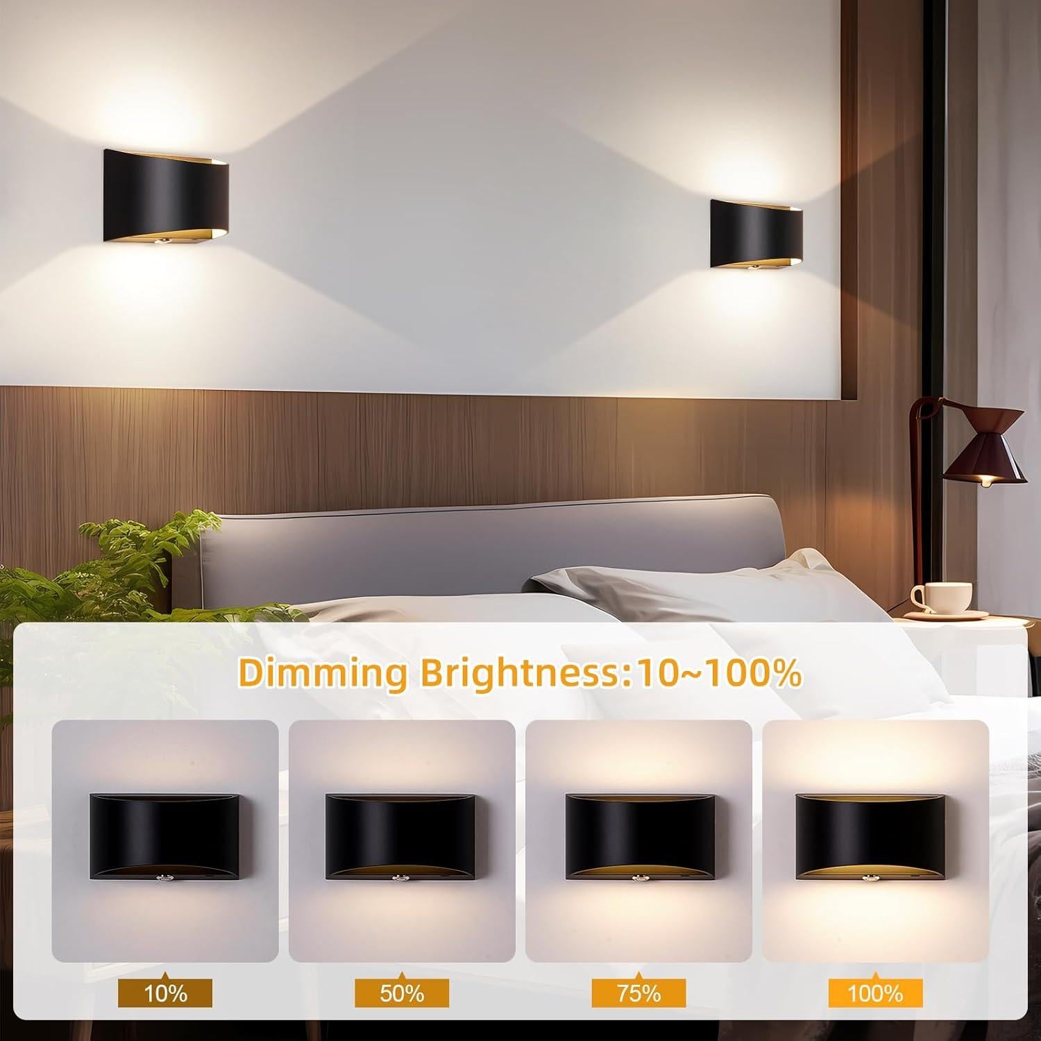 Aplique de Pared LED Recargable MSKEPSL, Luz Táctil Regulable Negra