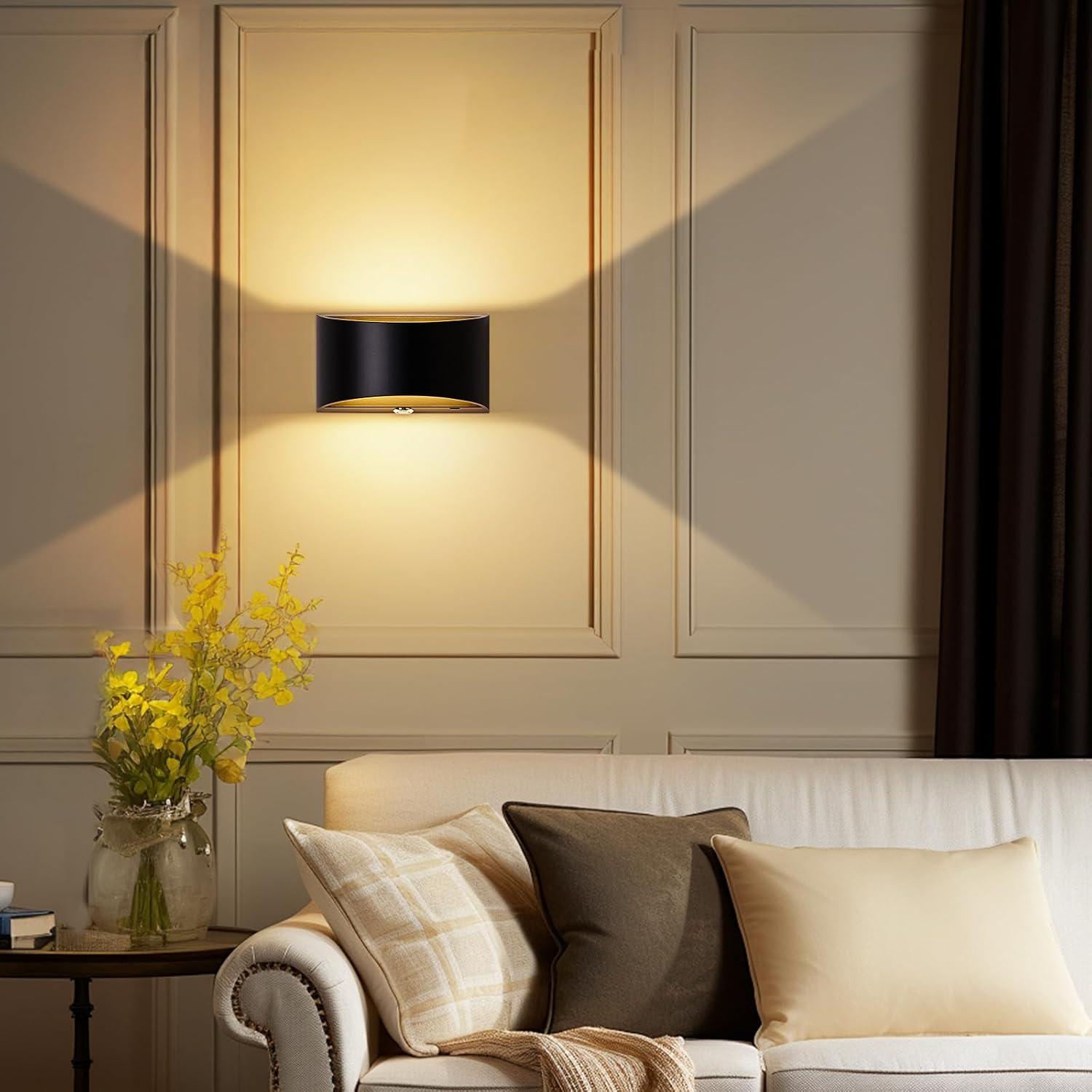 Aplique de Pared LED Recargable MSKEPSL, Luz Táctil Regulable Negra