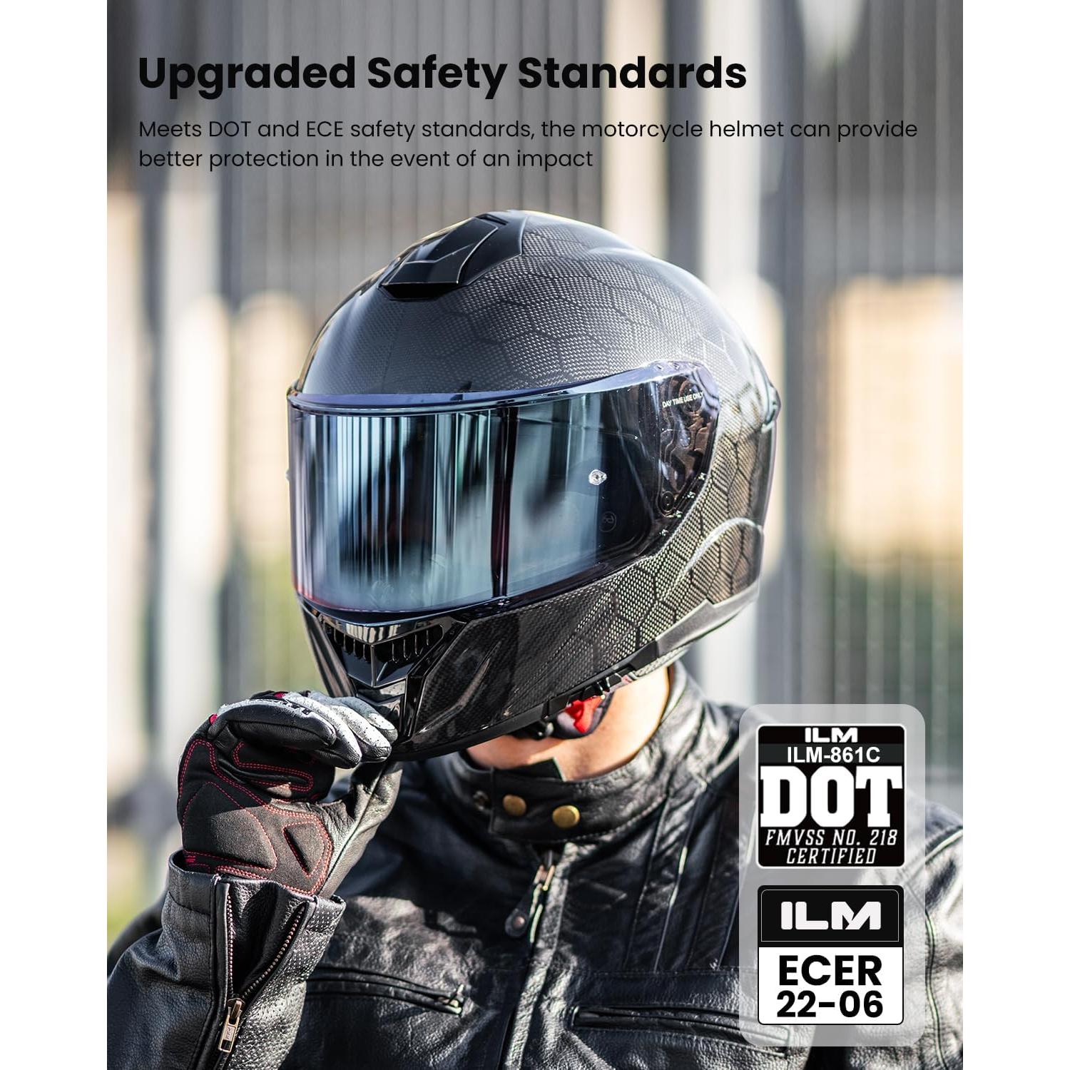 Casco ILM 861C Fibra Carbono Doble Visor S