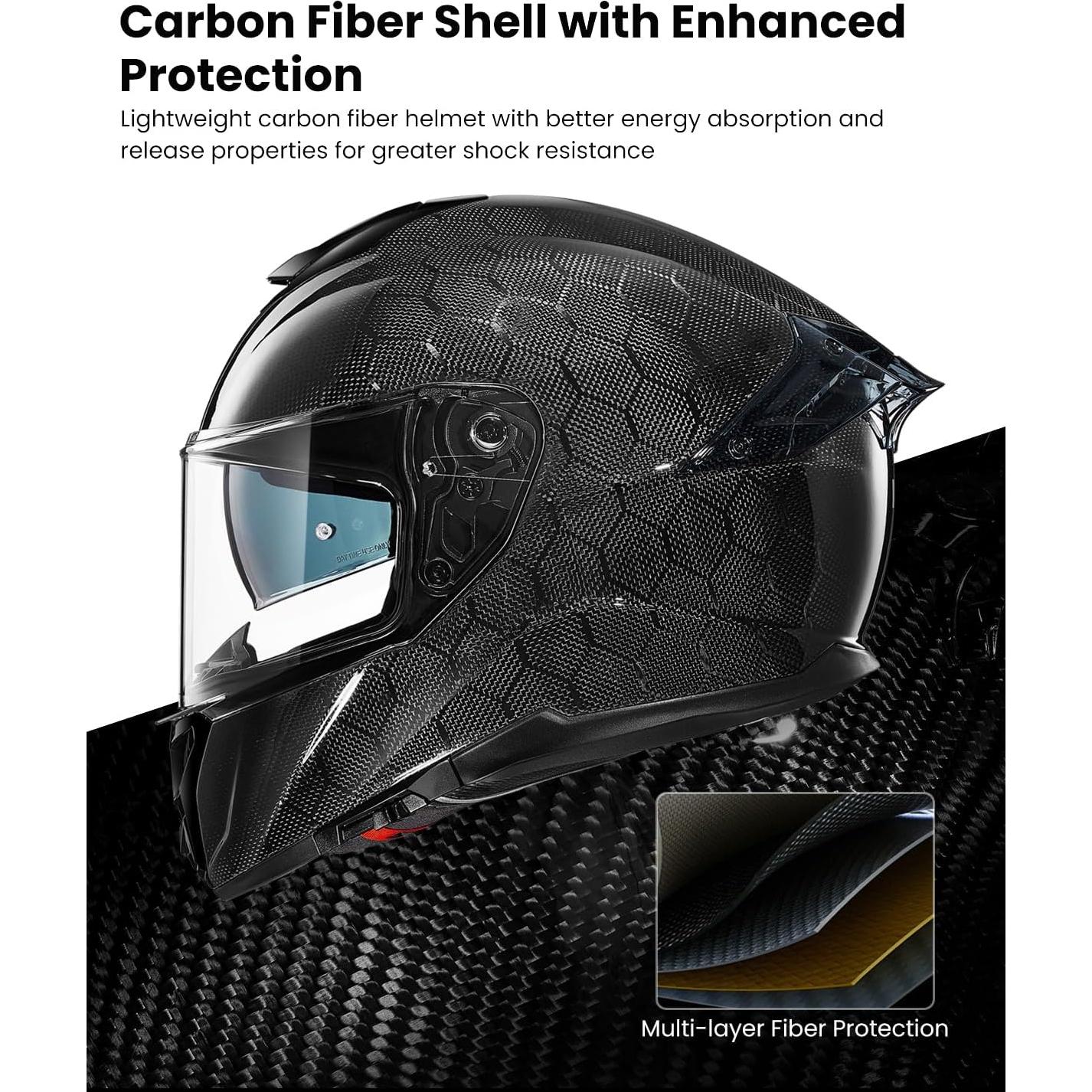 Casco ILM 861C Fibra Carbono Doble Visor S