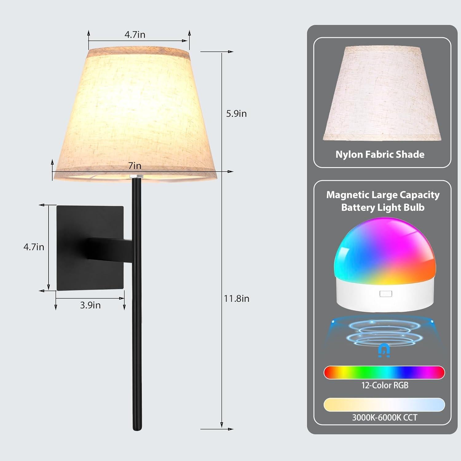 Juego de Apliques de Pared Recargables MOONTIP 12000mAh 2 Piezas