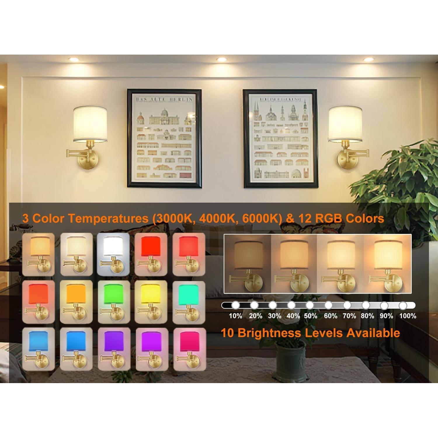 Aplique de pared recargable GOODATE BZ-DC, 15 colores, control remoto