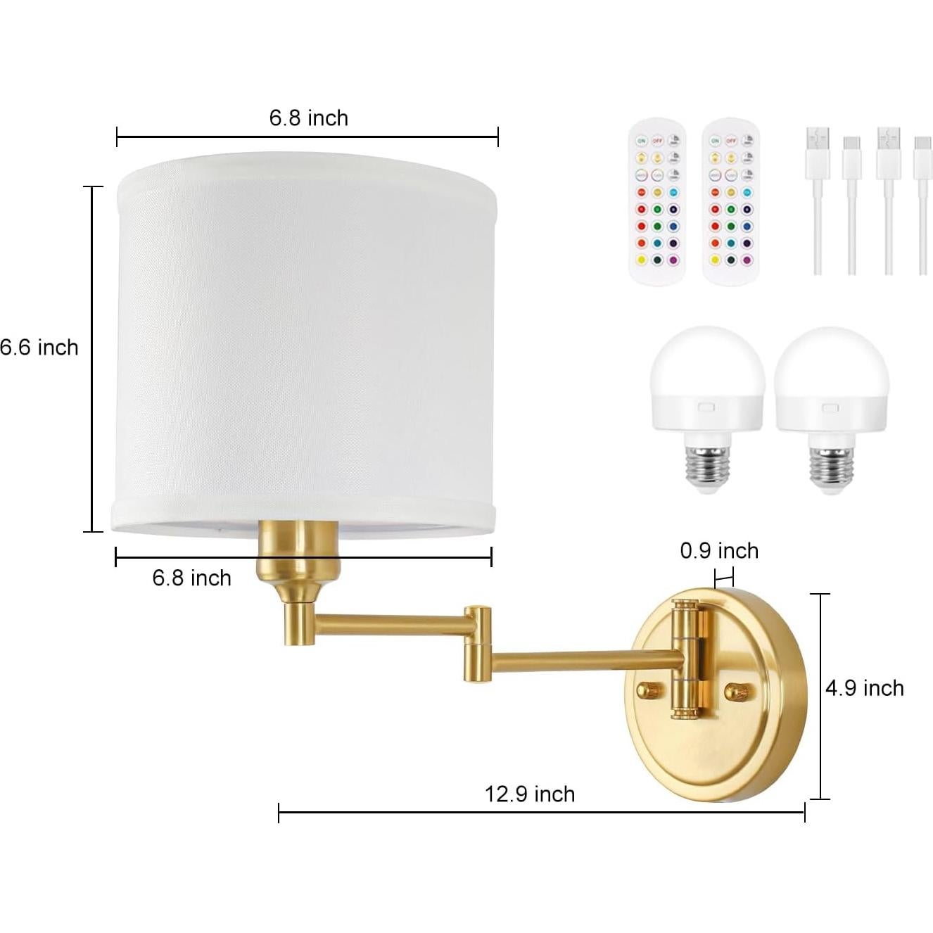 Aplique de pared recargable GOODATE BZ-DC, 15 colores, control remoto