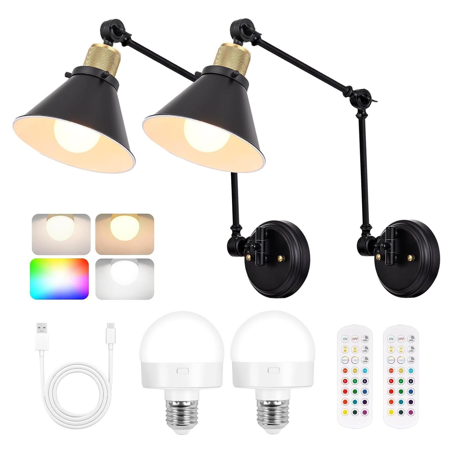 Apliques de Pared Recargables TRLIFE con Control Remoto - 2 Paquete