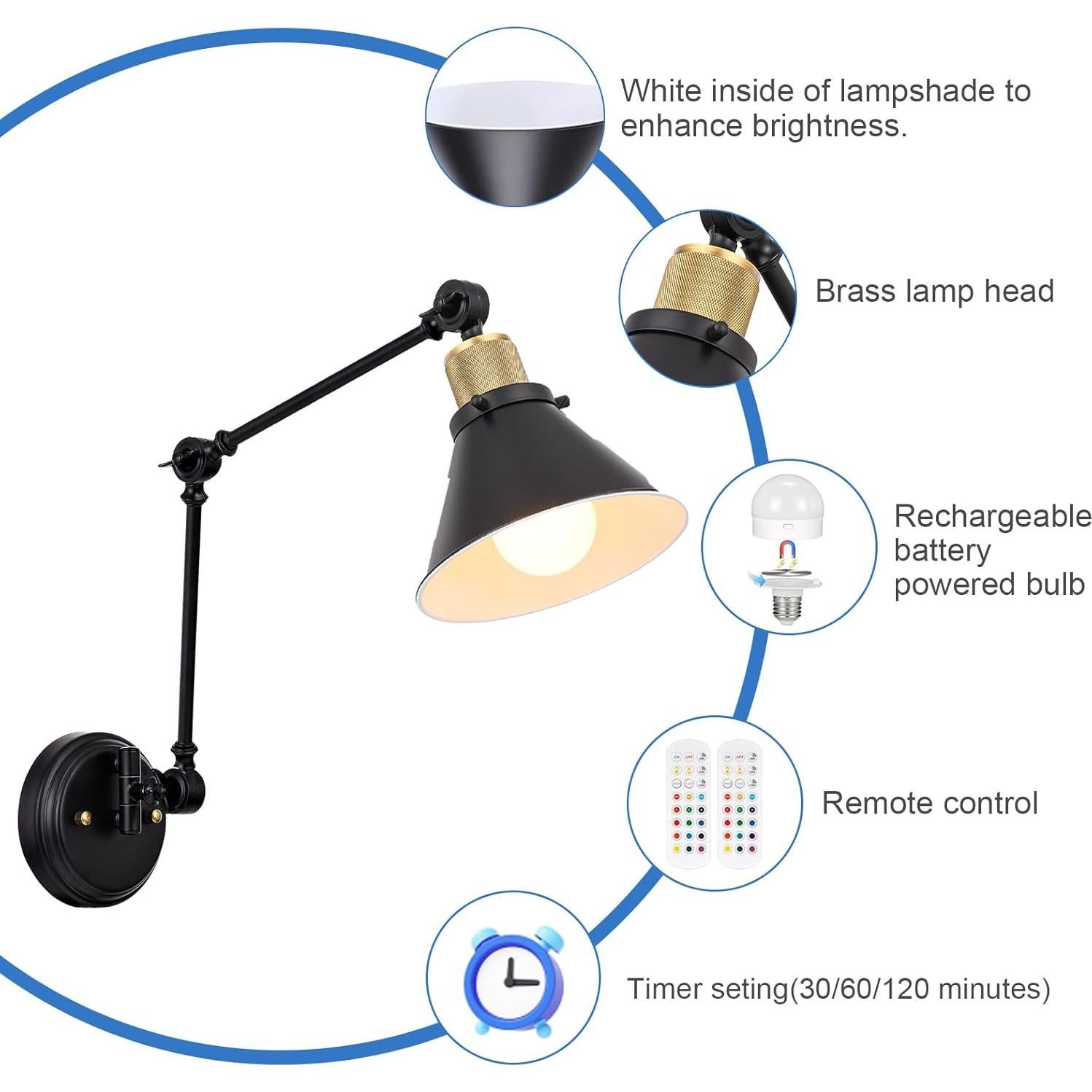Apliques de Pared Recargables TRLIFE con Control Remoto - 2 Paquete