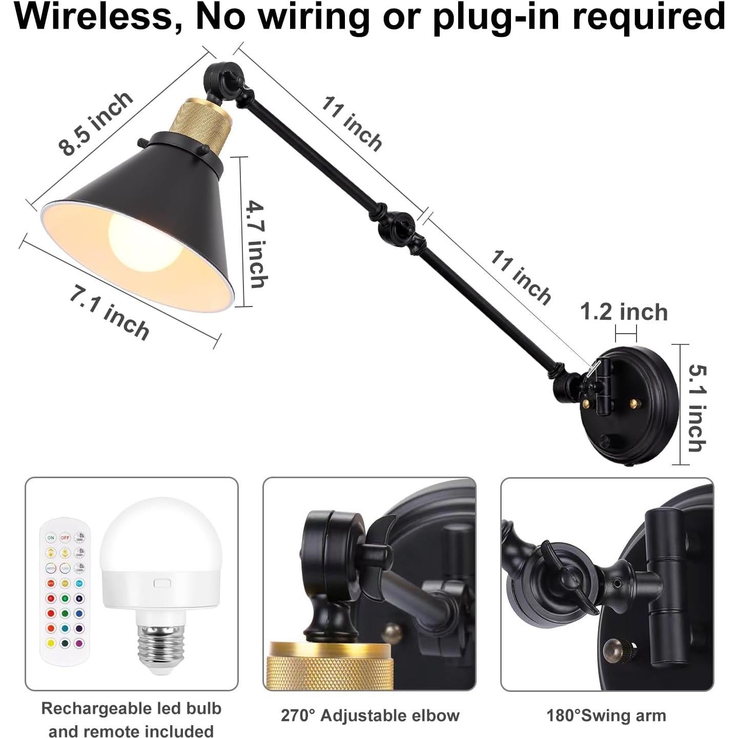 Apliques de Pared Recargables TRLIFE con Control Remoto - 2 Paquete