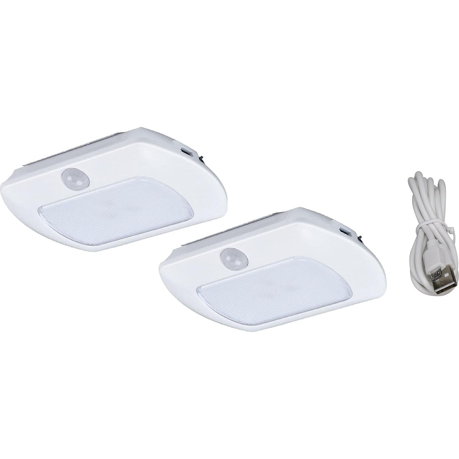 Luz LED Recargable con Sensor de Movimiento Buena Iluminación - Paquete de 2, 4000K, 50 Lúmenes, Imán, USB