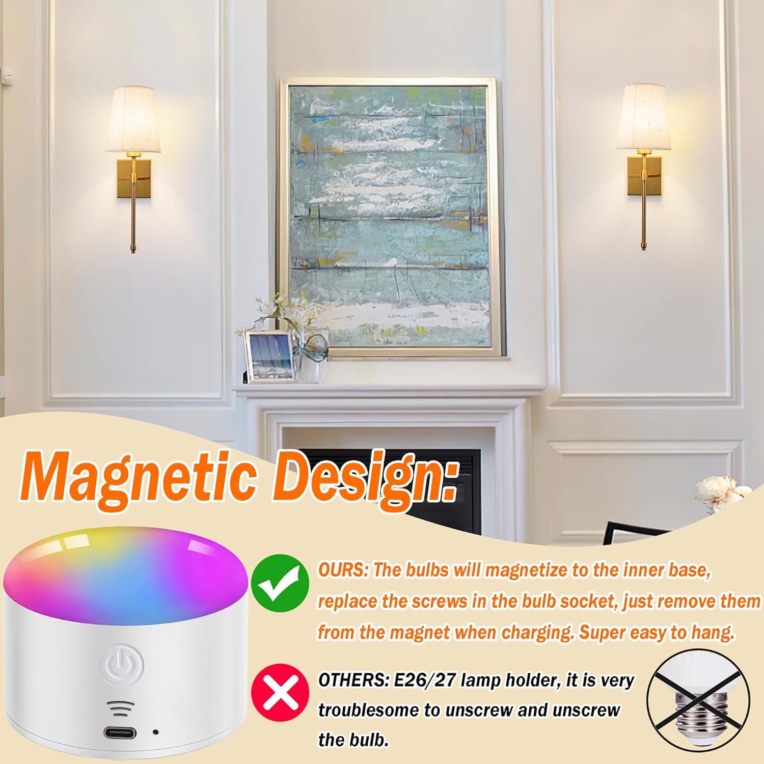 Aplique de Pared Inalámbrico YHCDLAMP 12W Regulable con Control Remoto