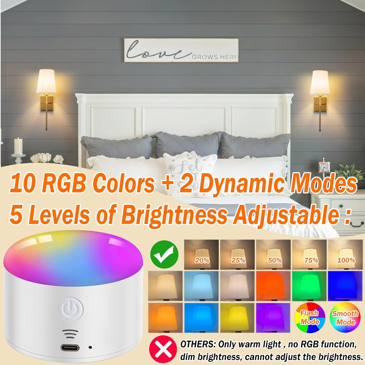 Aplique de Pared Inalámbrico YHCDLAMP 12W Regulable con Control Remoto