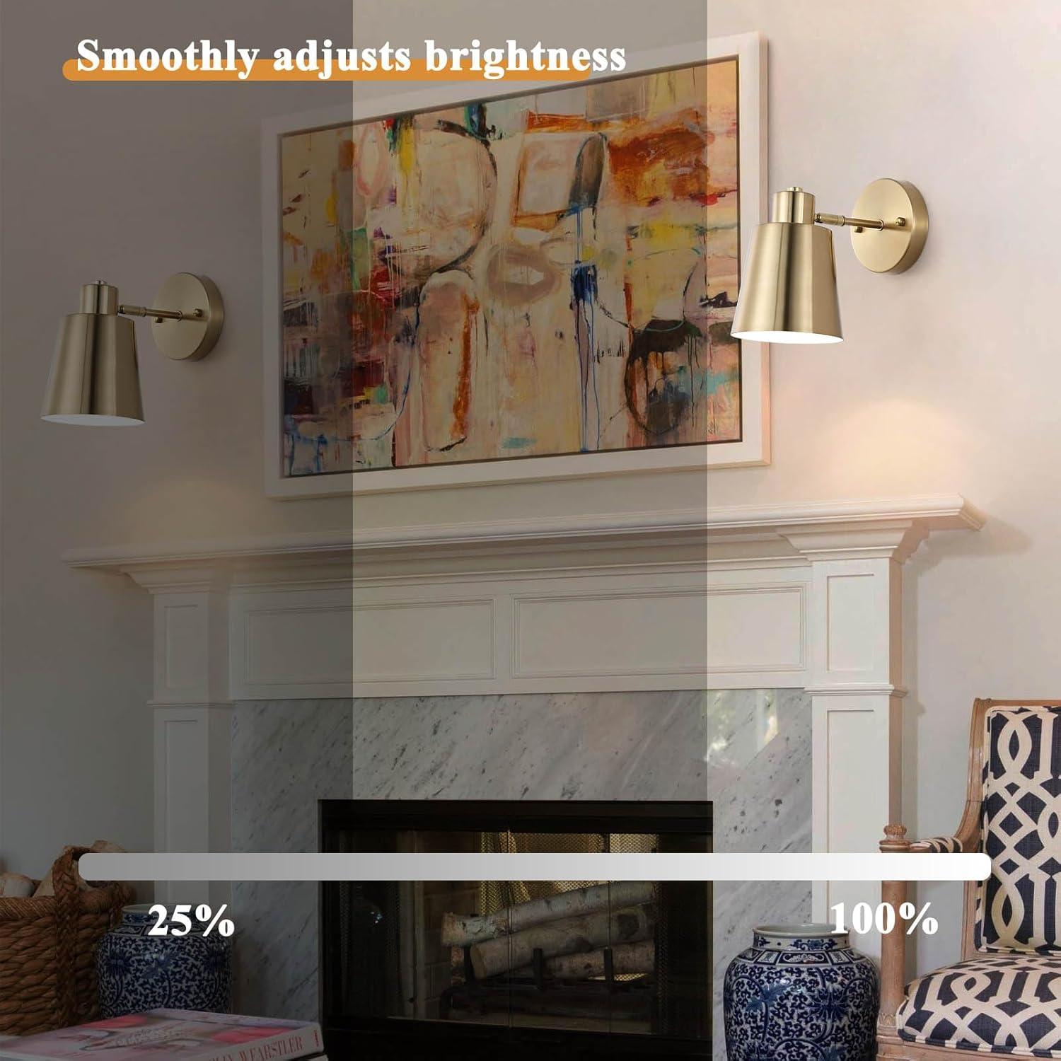 Juego de 2 Apliques de Pared LED Dorados con Control Remoto