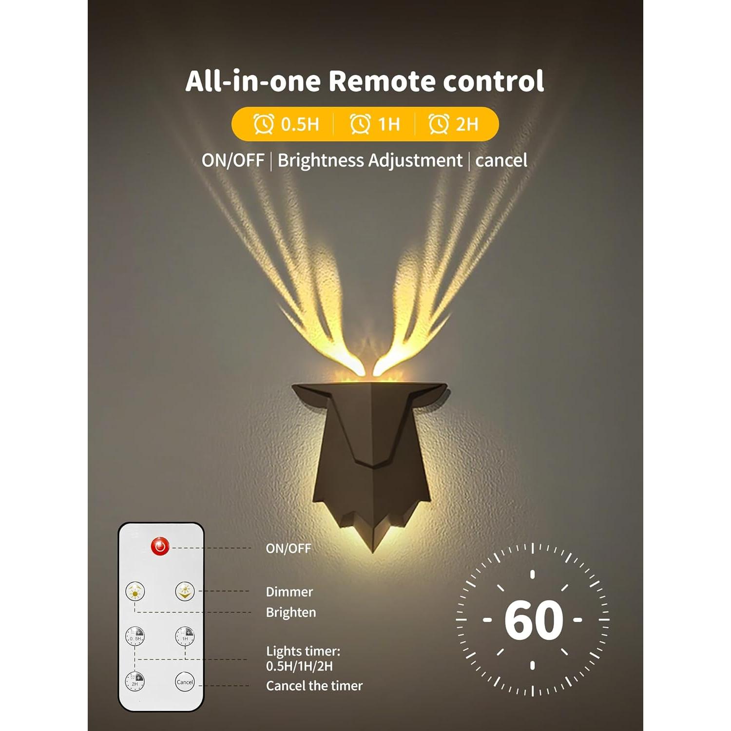 Luz de Pared Recargable Tarinks Ciervo con Control Remoto