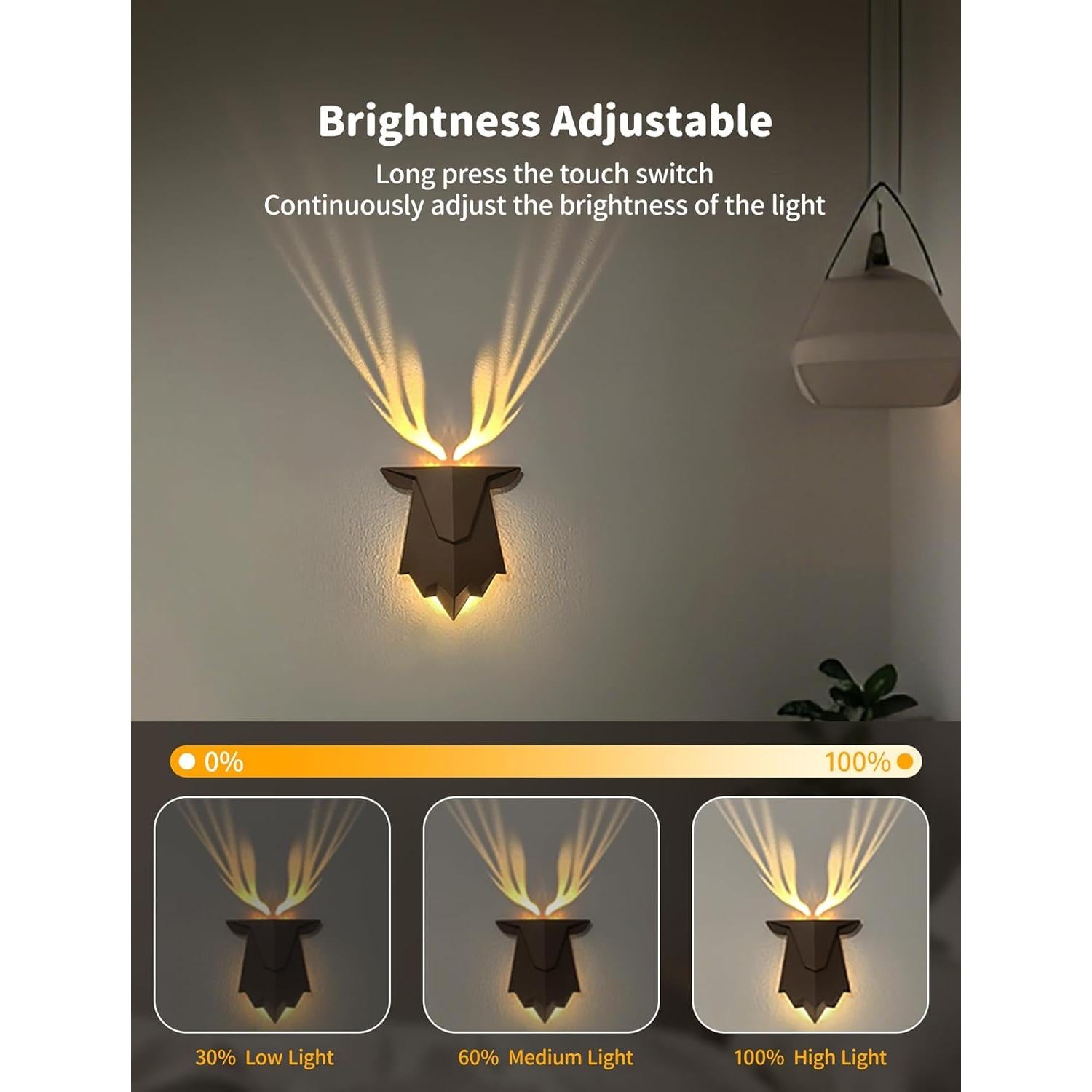 Luz de Pared Recargable Tarinks Ciervo con Control Remoto