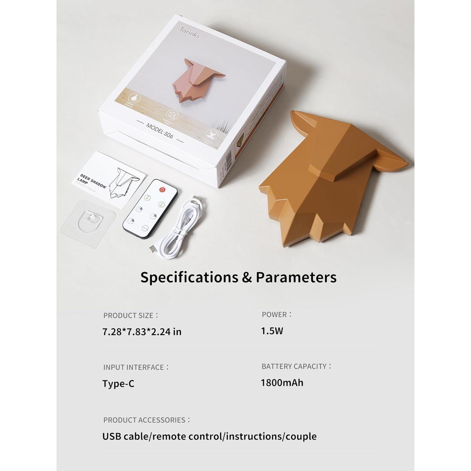 Luz de Pared Recargable Tarinks Ciervo con Control Remoto