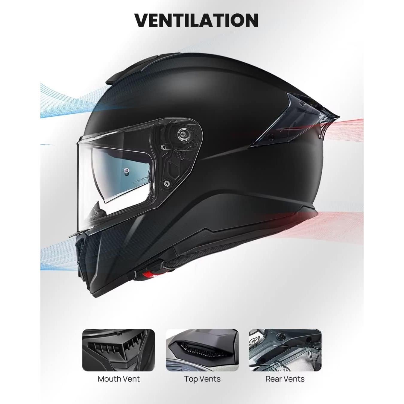Casco Integral ILM 861A Doble Visera Negro Mate S