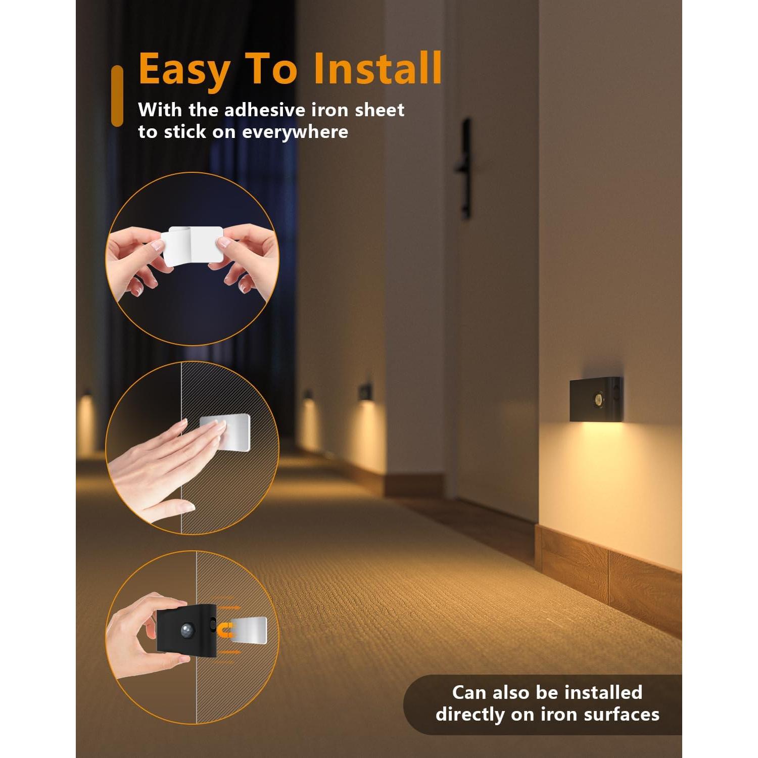 Luz Nocturna Recargable WILLED con Sensor de Movimiento - Paquete de 3