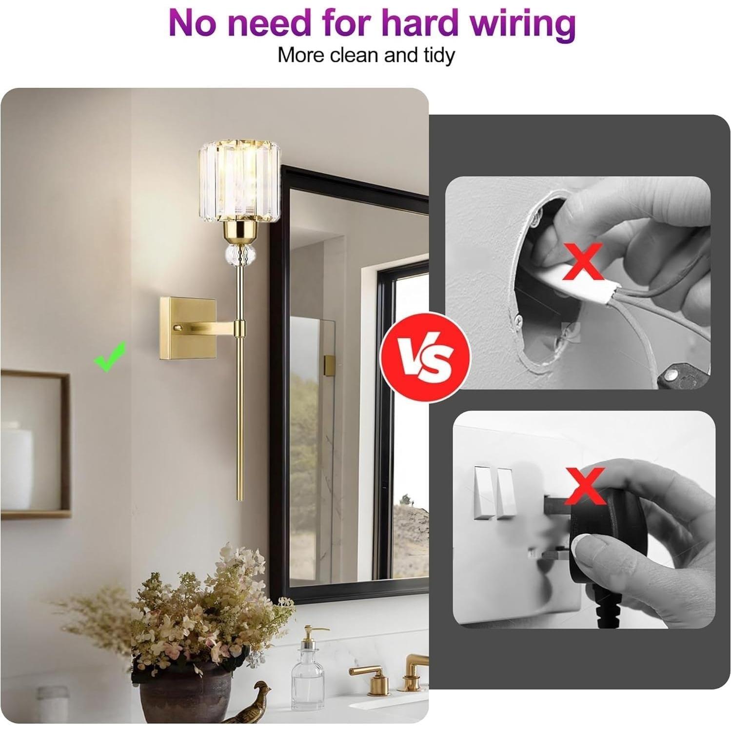 Apliques de Pared Modernos ZitBrox Oro 2 Unidades LED Recargables